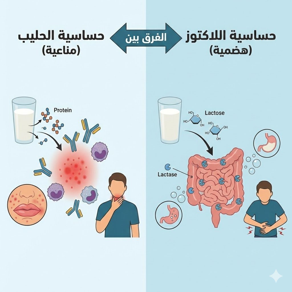 الفرق بين حساسية الحليب وحساسية اللاكتوز   دليل شامل للأعراض